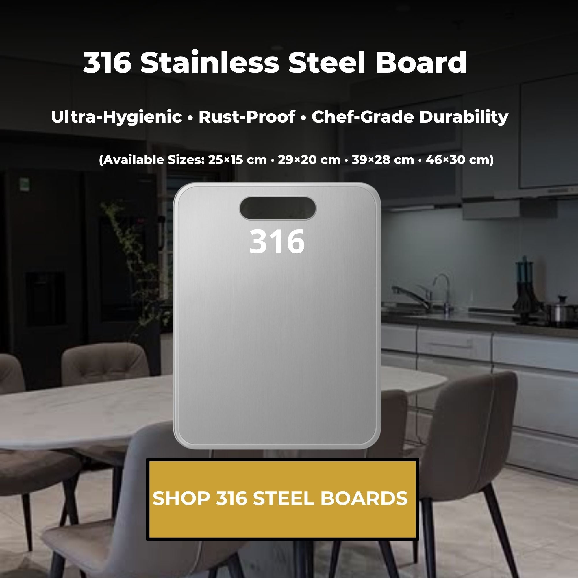 Premium 316 Stainless Steel Cutting Board | Ultra-Hygienic & Durable