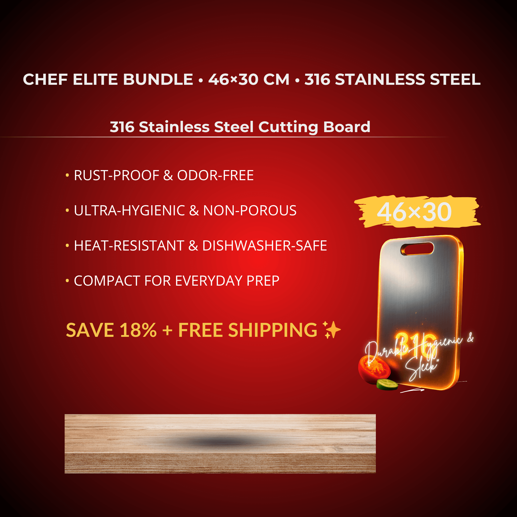 Kitchen Safety & Cutting Set – Chef Elite (46×30 cm)