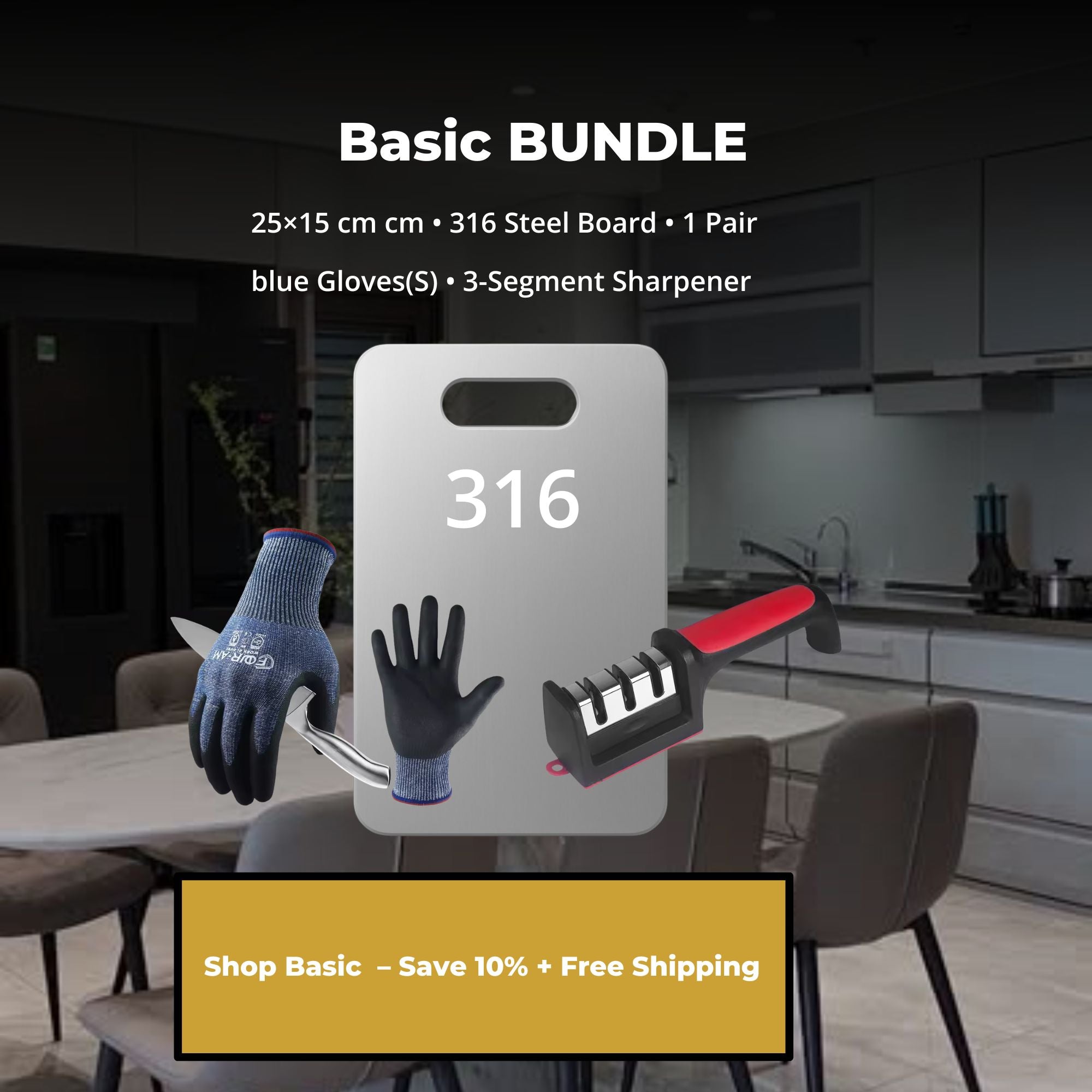 Kitchen Safety & Cutting Set – Basic (25×15 cm)